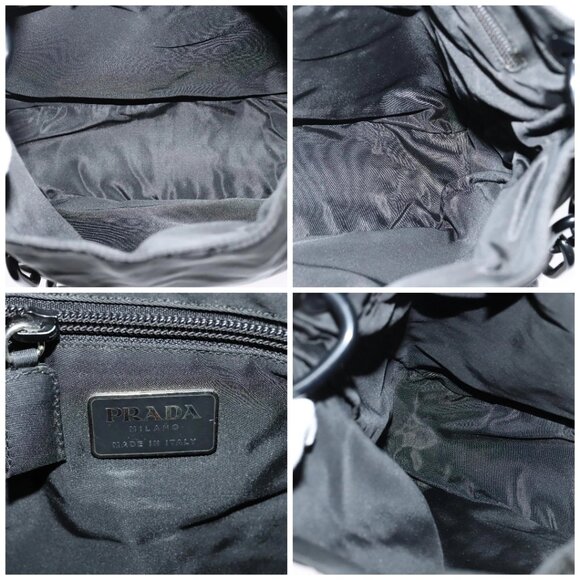 PRADA Shoulder Bag Nylon Plastic Black Silver Auth ep9367 - Picture 15 of 16